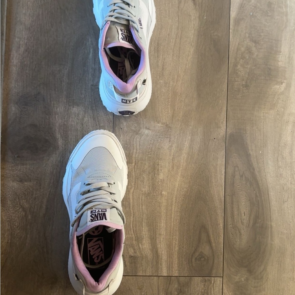 MTE Vans White Sneakers with Pink or purple Highlights
